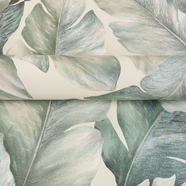 Kew Tropical Leaf Textured Vinyl Wallpaper Green Limetree2.png